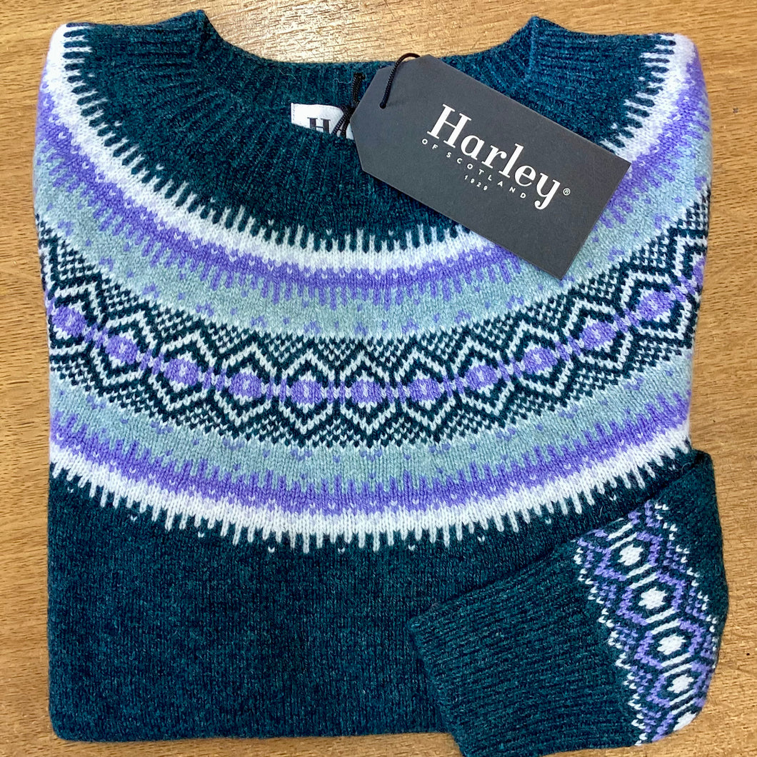 Harley of Scotland 100% superfine lambswool ladies Fairisle