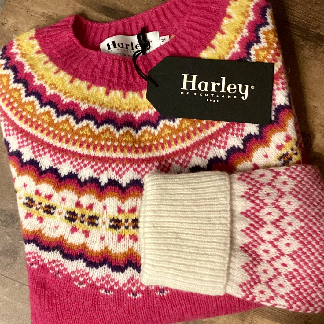 Ladies Harley Of Scotland Fairisle 100% pure new wool