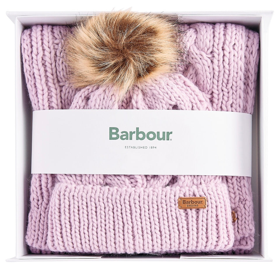 Ladies Barbour Penshaw hat and scarf gift set