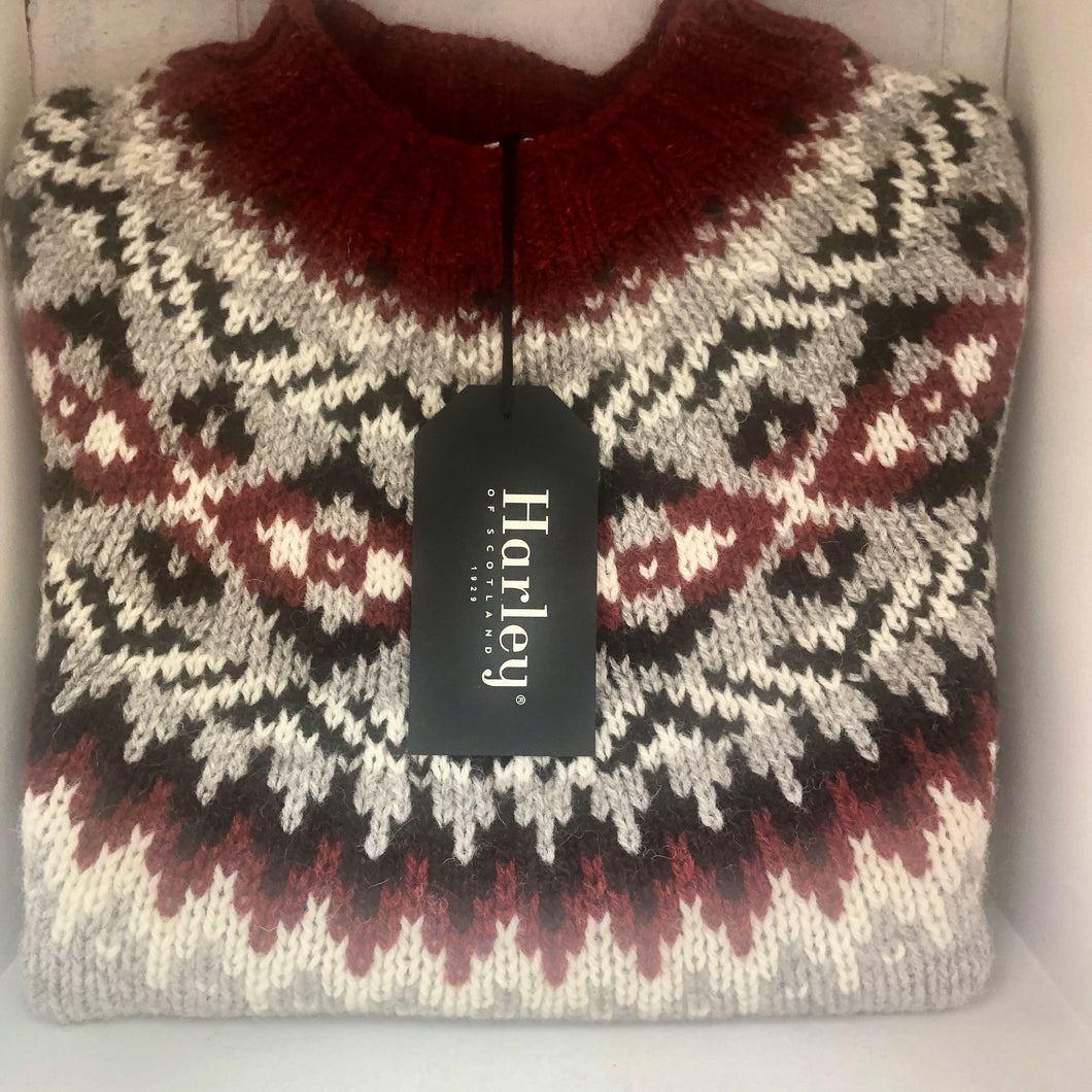 Harley of Scotland mens 100% pure new wool FairIsle