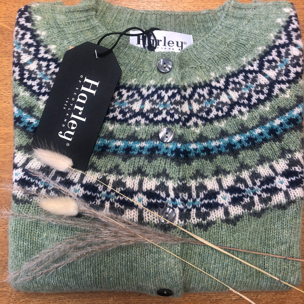 Harley of Scotland ladies 100% pure new wool FairIsle Cardigan