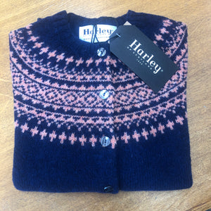 Harley of Scotland ladies pure new wool FairIsle Cardigan