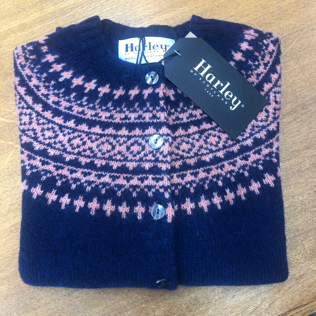 Harley of Scotland ladies pure new wool FairIsle Cardigan