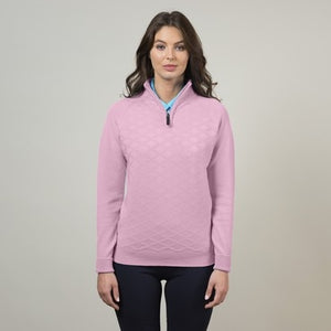 Glenbrae ladies lambswool textured zip neck