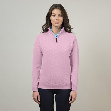 Glenbrae ladies lambswool textured zip neck