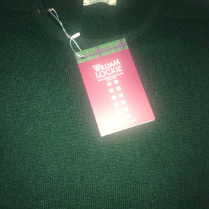 William Lockie Crew neck lambswool in Tartan Green