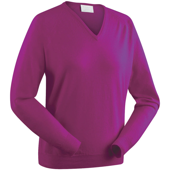 Glenbrae ladies merino V neck in imperial
