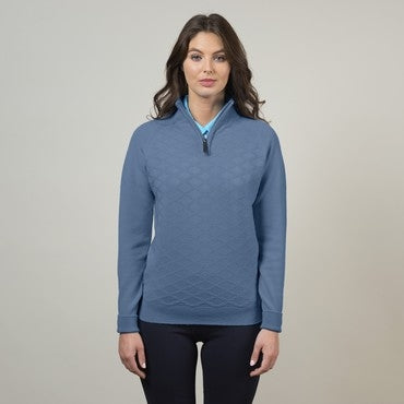 Glenbrae ladies lambswool textured zip neck